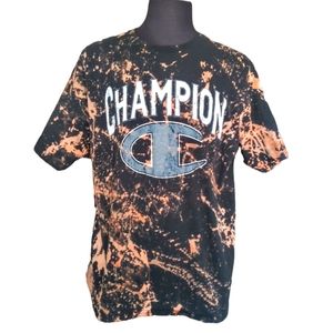 Champion Shirt Black Bleached Mens XL Large Logo Champs